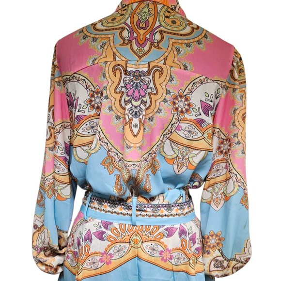 Colorful Beautiful Print Matching Shirt and Shorts Set-NWOT- Size Large - Picture 10 of 17